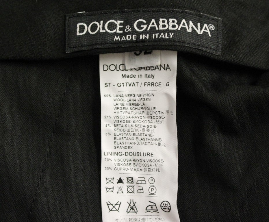 Dolce & Gabbana Elegant Black Striped Wool-Silk Blend Suit