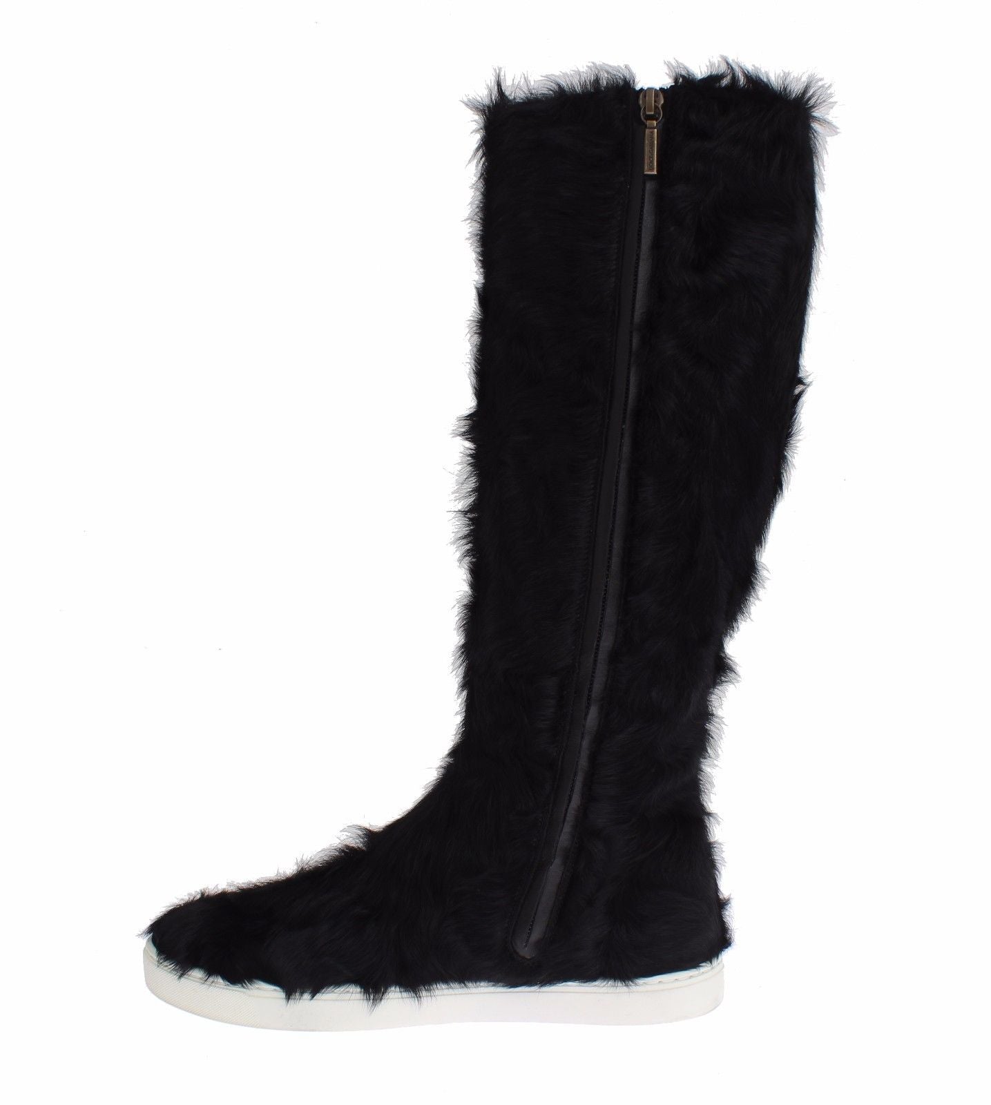 Dolce & Gabbana Black Xiangao Lamb Fur Leather Boots