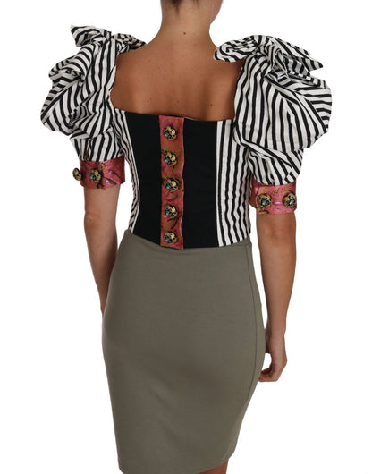 Dolce & Gabbana Elegant Cropped Corset Top with Crystal Buttons