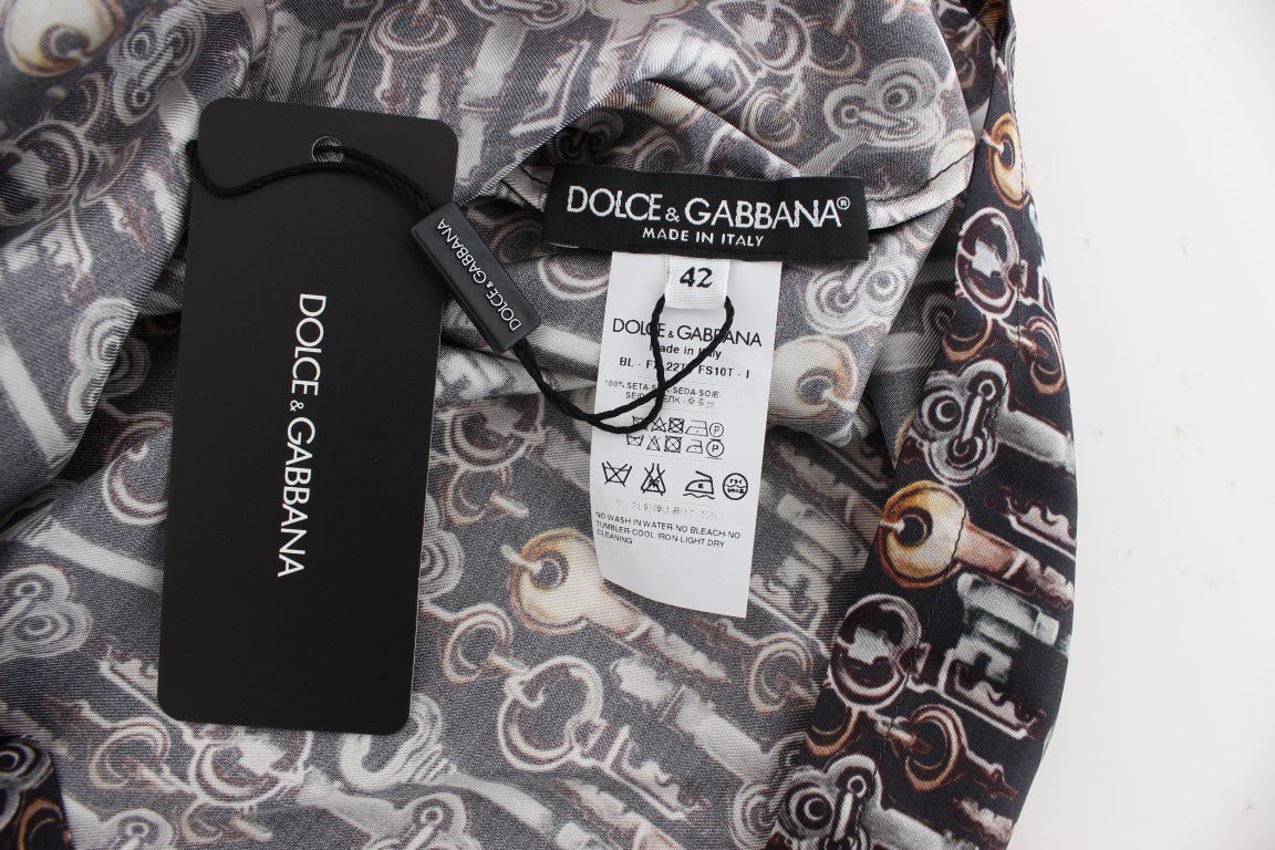 Dolce & Gabbana Enchanted Sicily Silk Blouse with Key Print