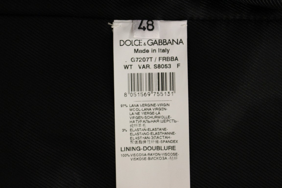 Dolce & Gabbana Black Striped Wool Logo Vest