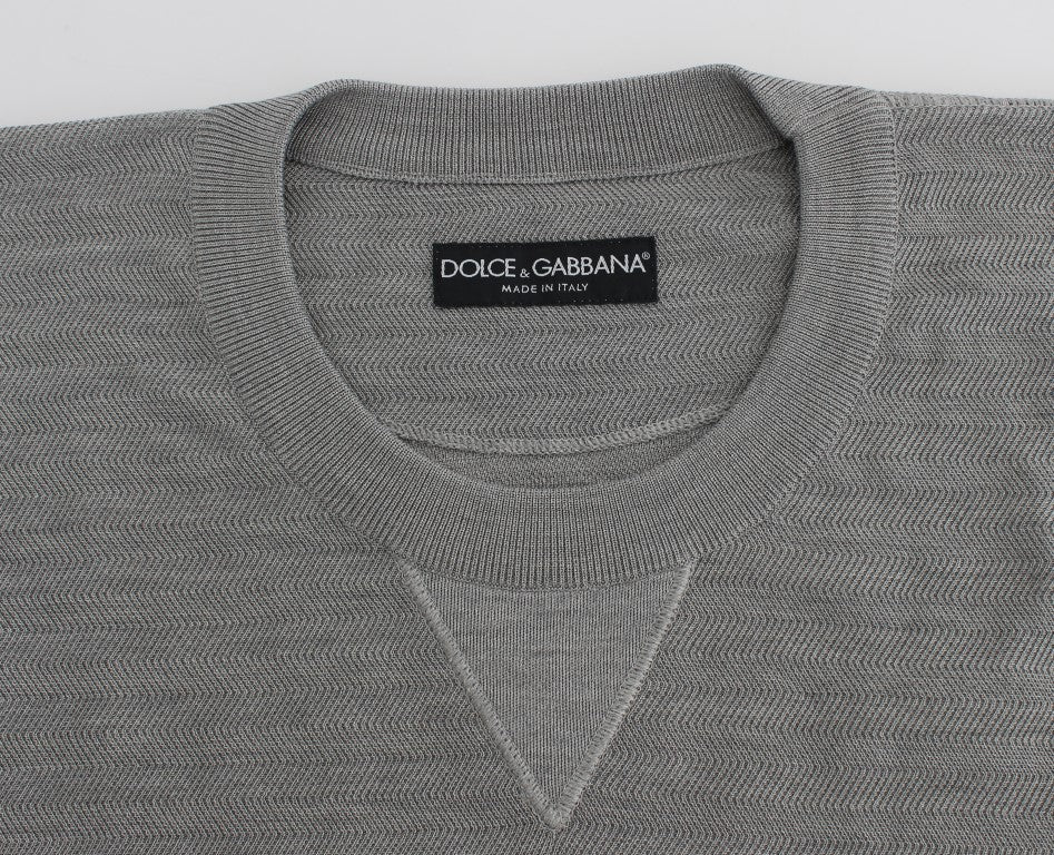 Dolce & Gabbana Gray Crewneck Pullover Silk Sweater