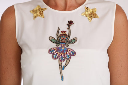 Dolce & Gabbana Enchanted Crystal-Embellished Silk Blouse