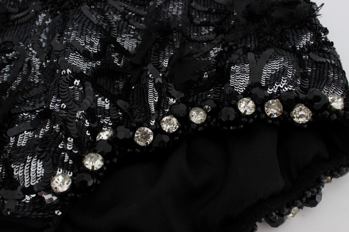 Dolce & Gabbana Sequined High Waist Designer Mini Shorts
