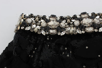 Dolce & Gabbana Crystal Sequined Silk High Waist Shorts