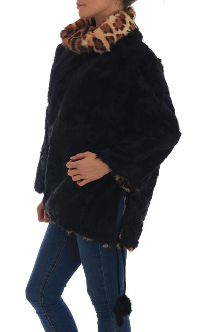 Dolce & Gabbana Elegant Black Lamb Fur Short Coat