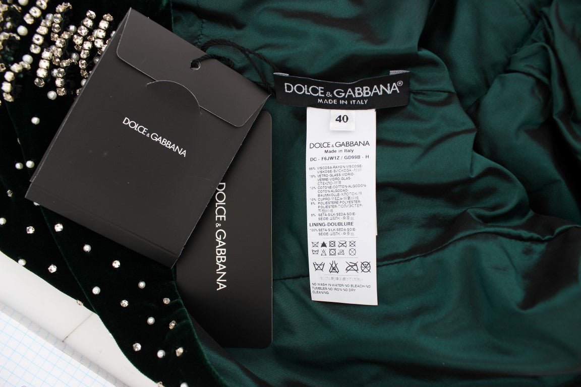 Dolce & Gabbana Enchanted Emerald Velvet Crystal Maxi Dress