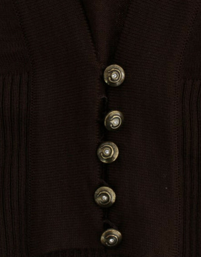 Cavalli Elegant Brown Virgin Wool Cropped Cardigan