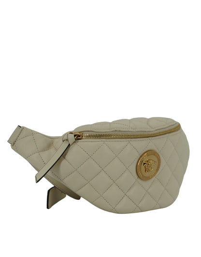 Versace Elegant White Lamb Leather Belt Bag
