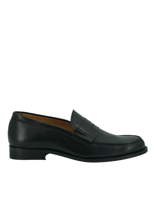 Saxone of Scotland Elegant Black Calf Leather Loafers for Men