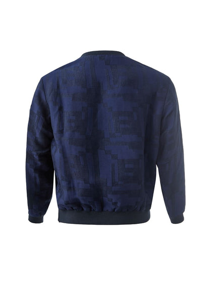 Emporio Armani Rounded neck Sweatshirt in Blue with Zip Detail