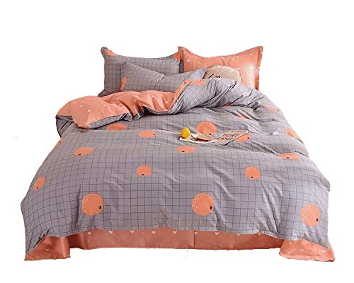 100 % Cotton Grey & Orange Duvet Cover Set.Comforter cover set. - Addis Innovation