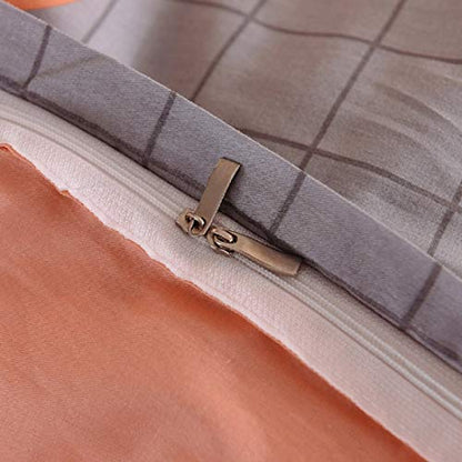 100 % Cotton Grey & Orange Duvet Cover Set.Comforter cover set.