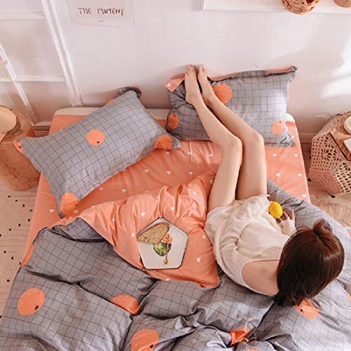 100 % Cotton Grey & Orange Duvet Cover Set.Comforter cover set. - Addis Innovation