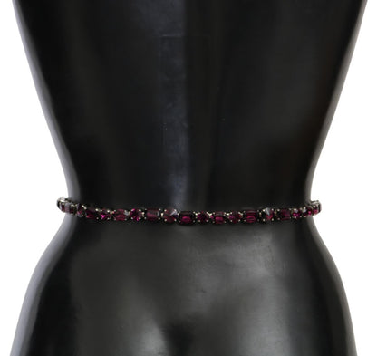 Dolce & Gabbana Crystal-Embellished Purple Leather Belt