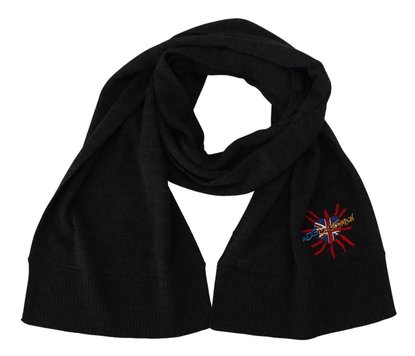 Dolce & Gabbana Black Sacred Heart #DGLovesLondon Wrap Scarf