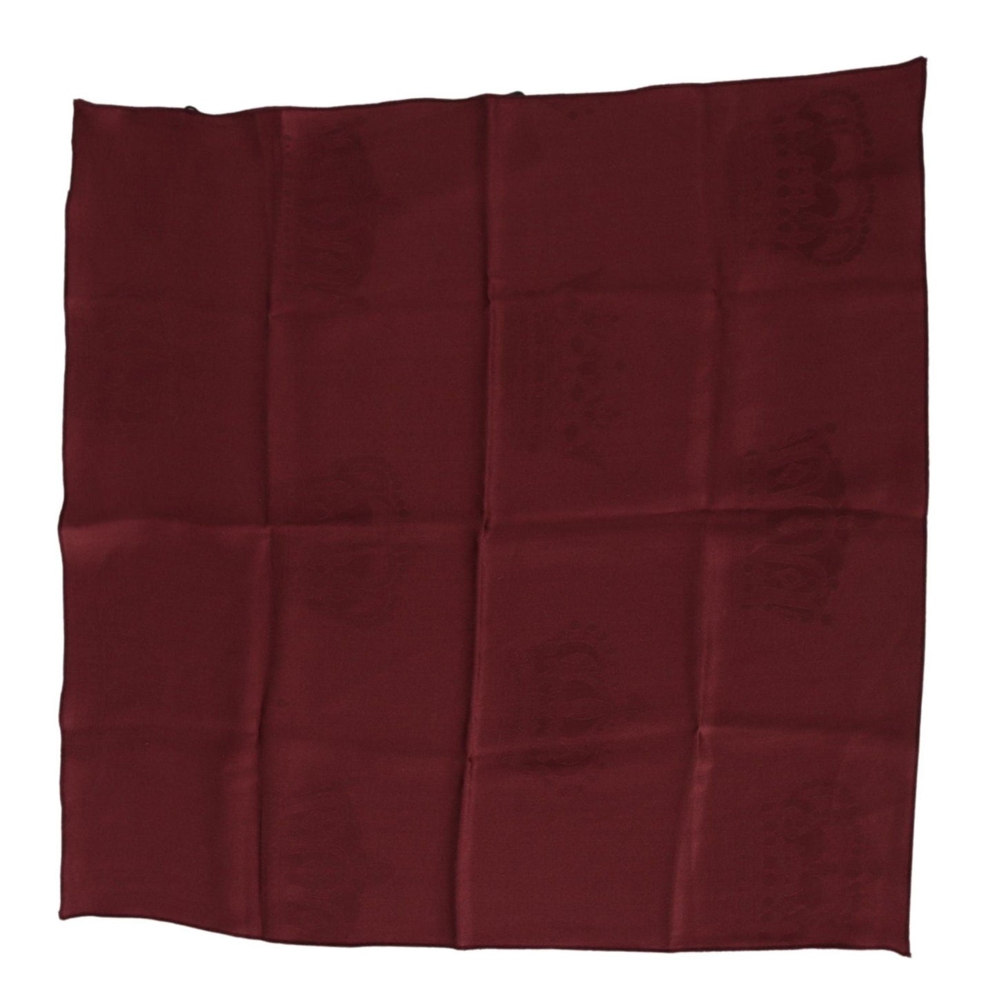 Dolce & Gabbana Maroon Silk Crown Square Wrap Handkerchief Scarf