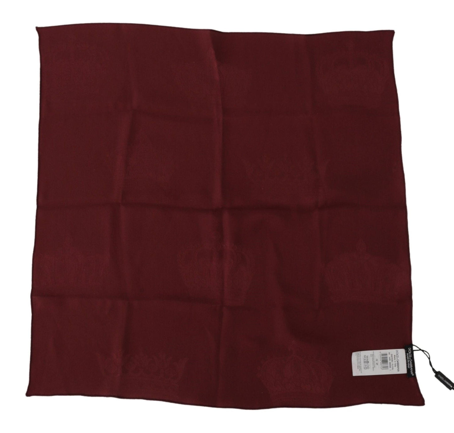 Dolce & Gabbana Maroon Silk Crown Square Wrap Handkerchief Scarf