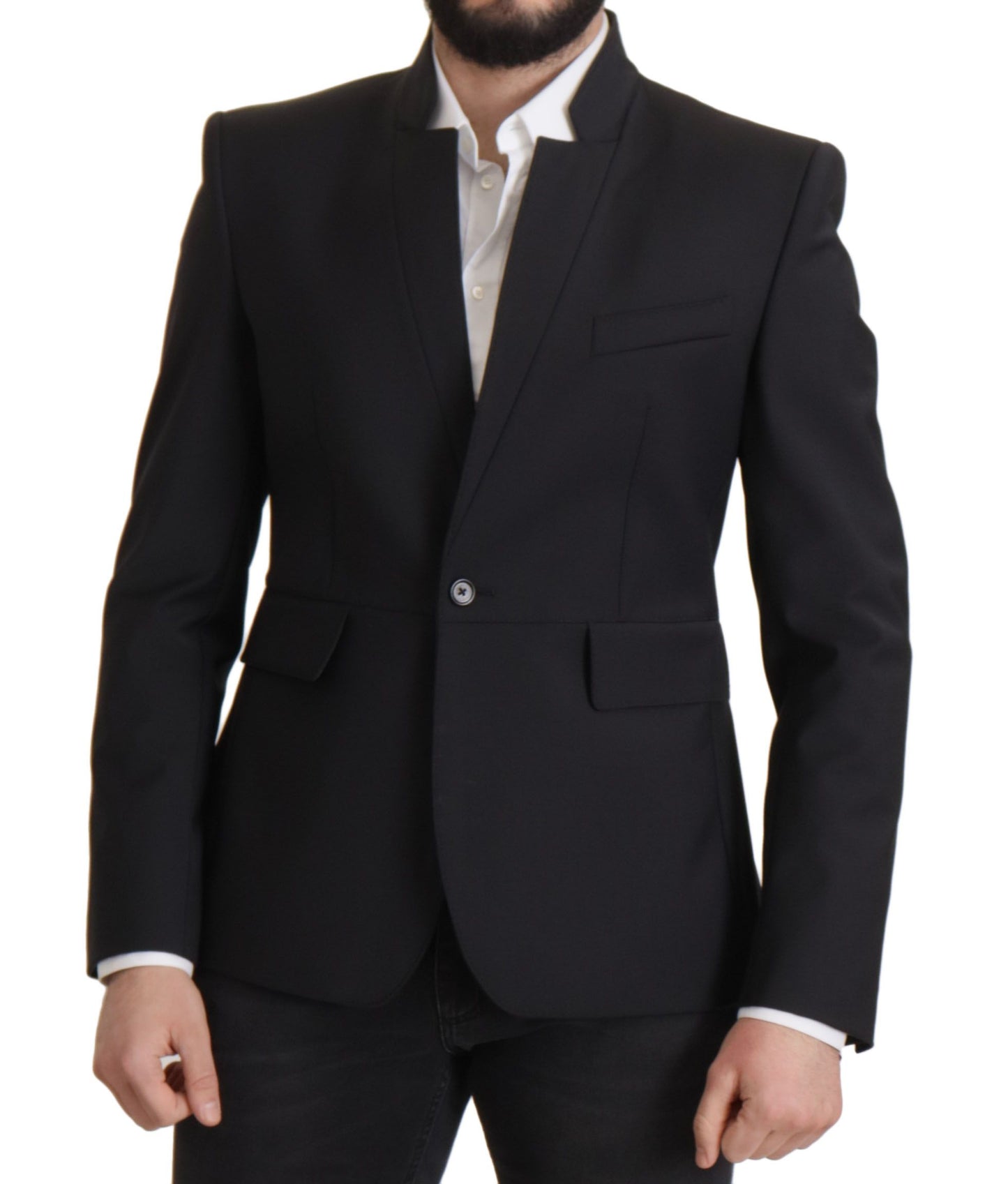 Dolce & Gabbana Black Wool Single Breasted Coat Men Blazer