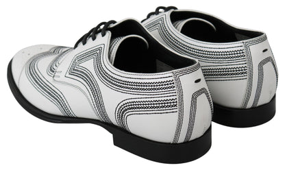 Dolce & Gabbana Elegant White Leather Derby Shoes