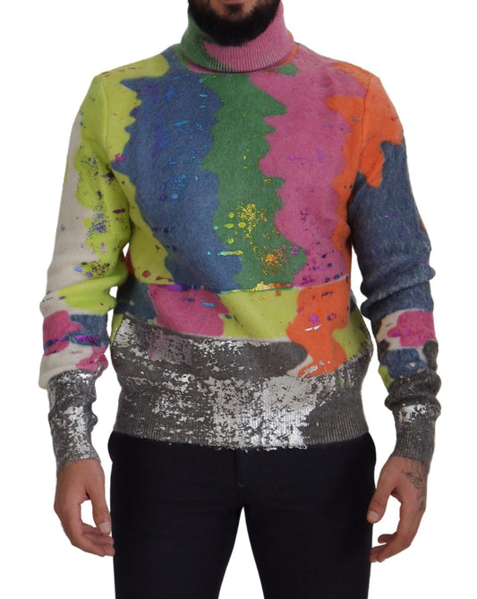 Dolce & Gabbana Multicolor Turtleneck TV Motive Sweater
