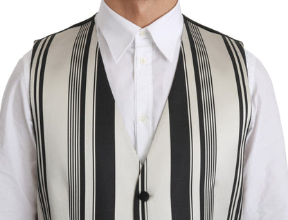 Dolce & Gabbana Stripe Cotton Silk Dress Vest