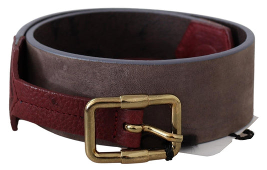 GF Ferre Elegant Brown Leather Belt with Gold Buckle