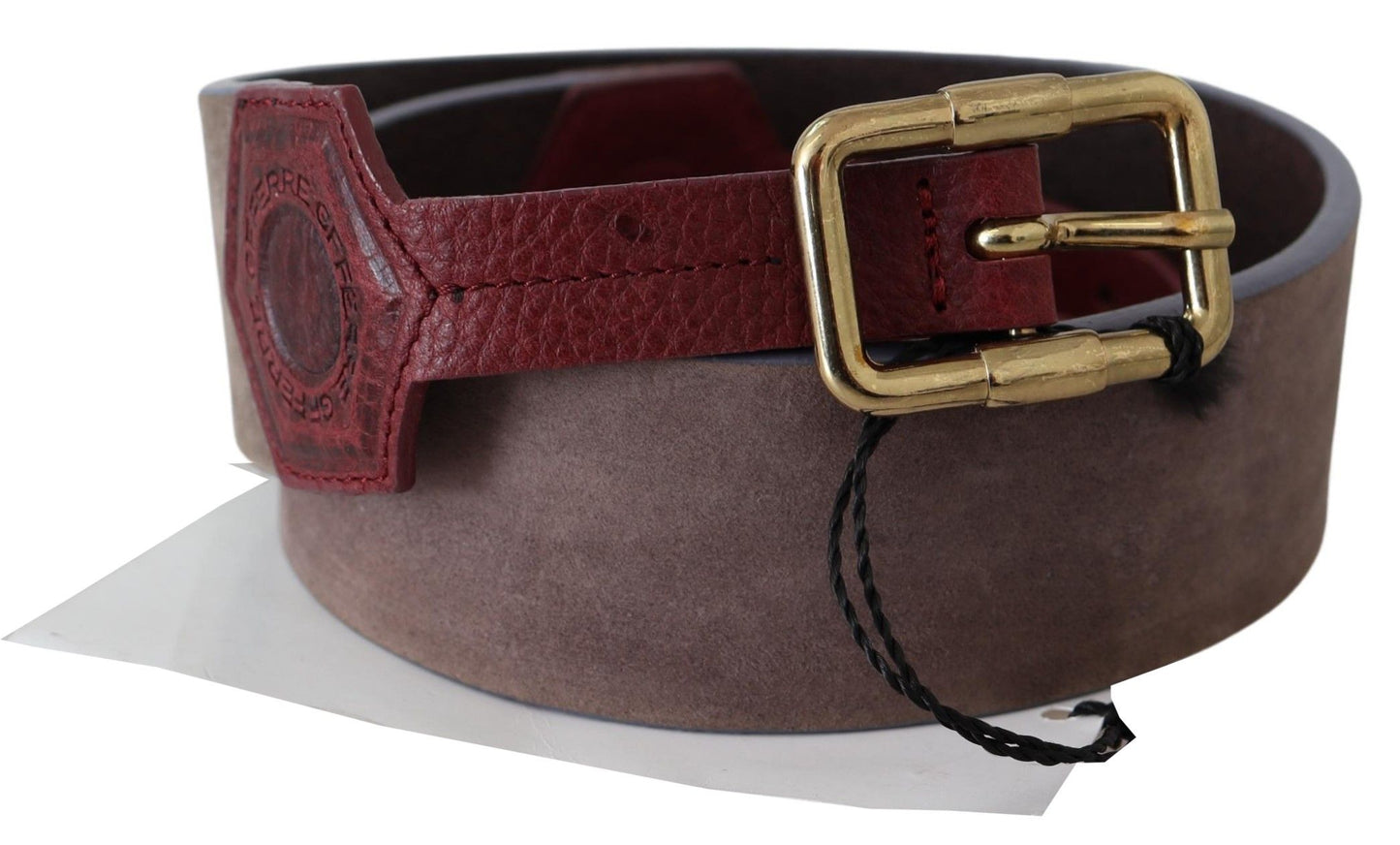 GF Ferre Elegant Brown Leather Belt with Gold Buckle