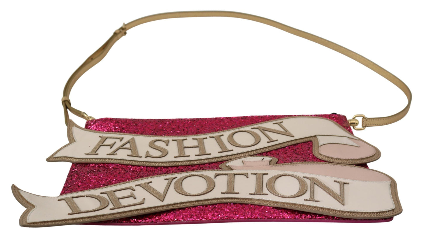 Dolce & Gabbana Glamorous Pink Glittered CLEO Clutch Purse