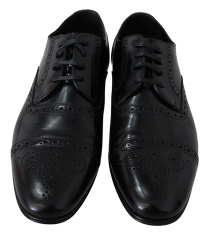 Dolce & Gabbana Elegant Black Leather Formal Derby Shoes