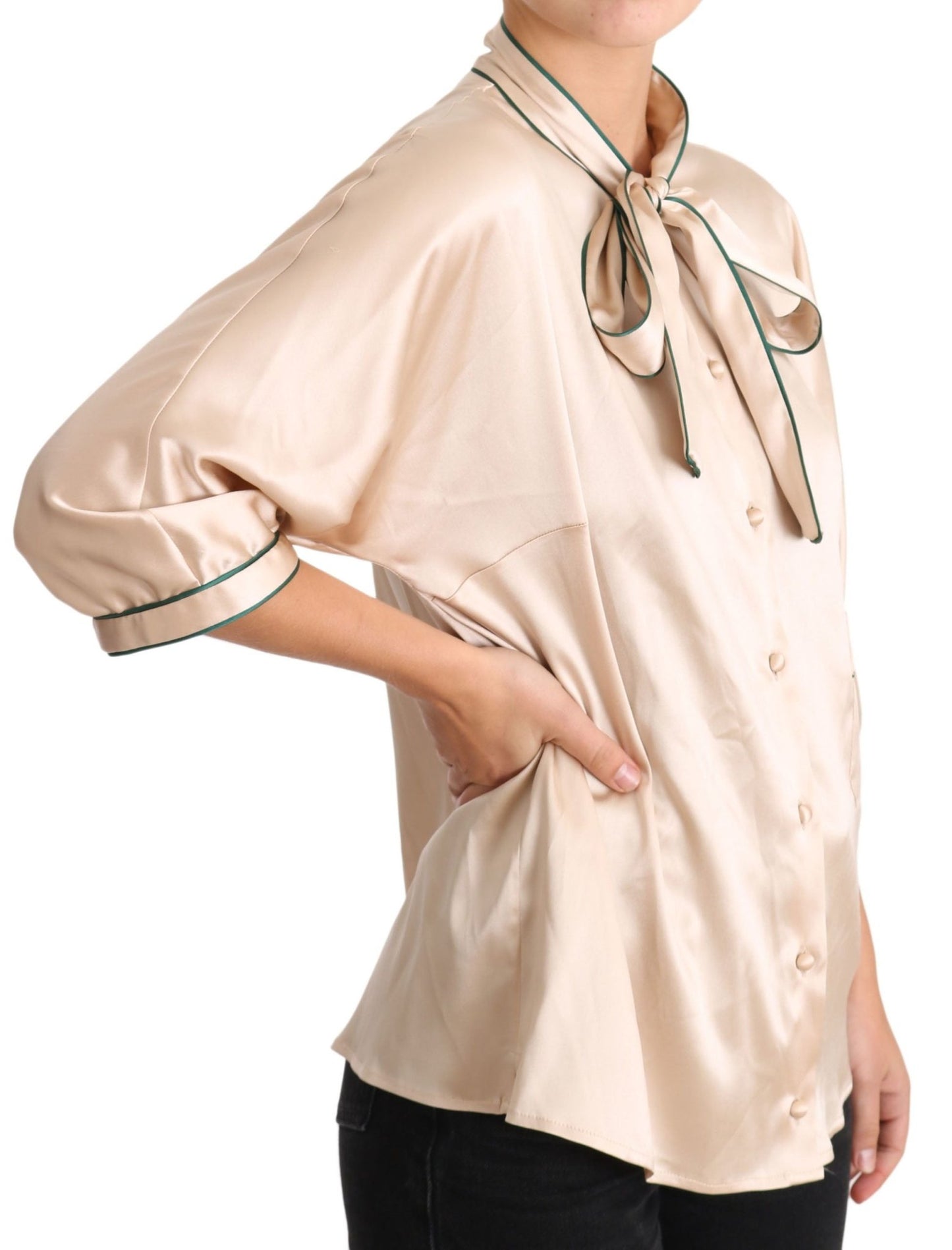 Dolce & Gabbana Elegant Beige Silk Blend Blouse Top