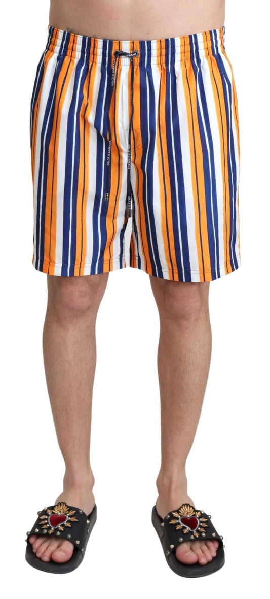 Dolce & Gabbana Multicolor Striped Swim Shorts Trunks