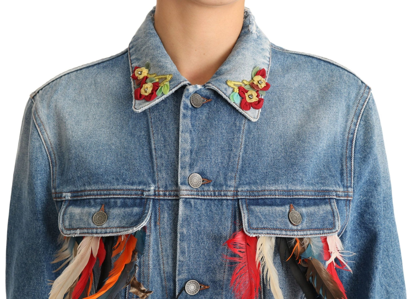 Dolce & Gabbana Floral Embroidered Denim Elegance Jacket