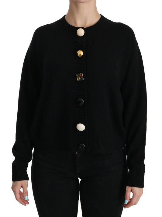 Dolce & Gabbana Elegant Black Cashmere Cardigan Top