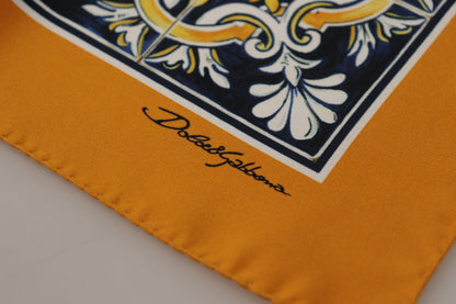 Dolce & Gabbana Orange Majolica Pattern Square Handkerchief Scarf