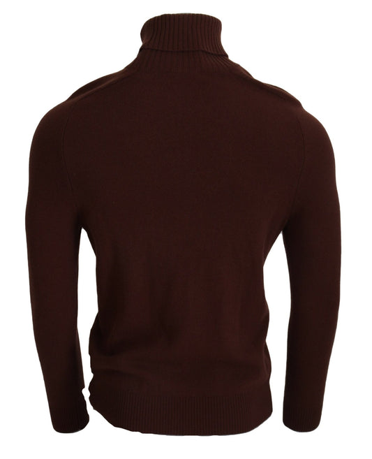Paolo Pecora Milano Elegant Burgundy Wool Turtleneck Sweater
