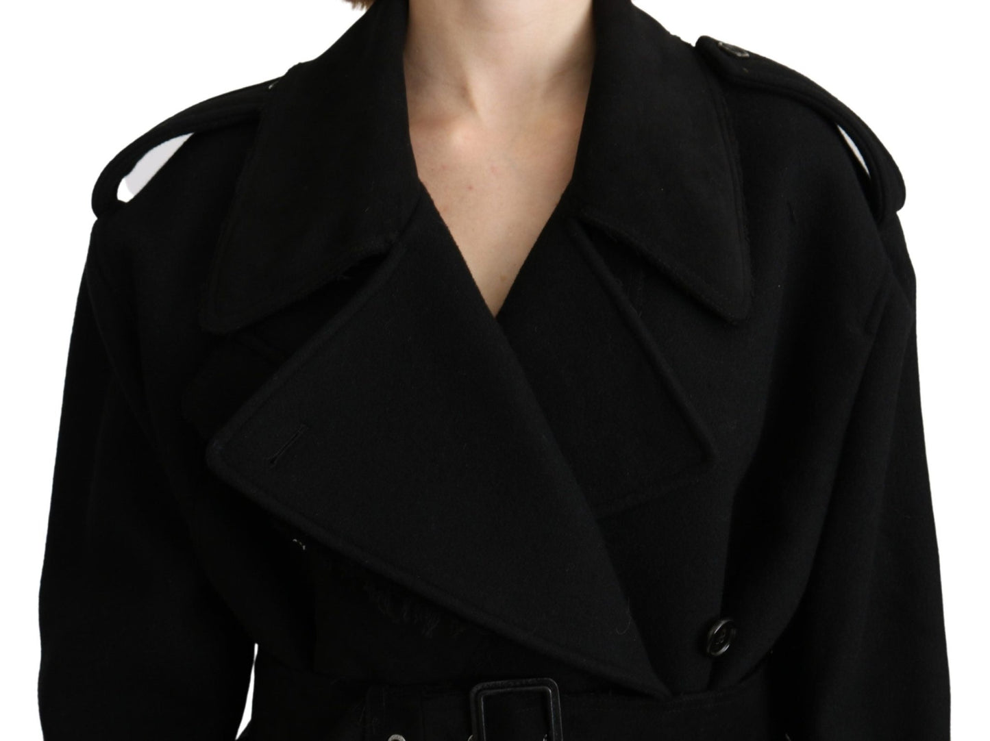 Dolce & Gabbana Elegant Black Wool Trenchcoat