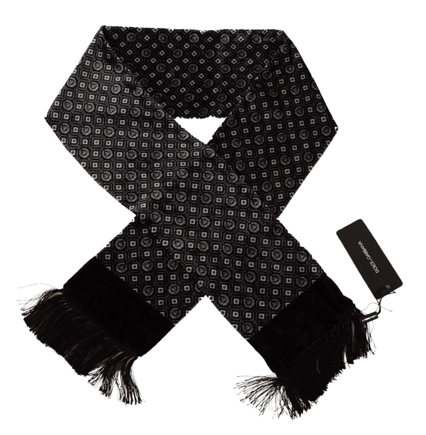 Dolce & Gabbana Elegant Black Geometric Silk Blend Scarf