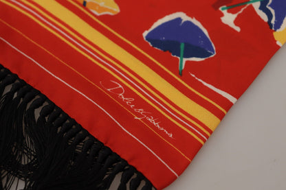 Dolce & Gabbana Multicolor DG Umbrellas Print Shawl Fringe Scarf