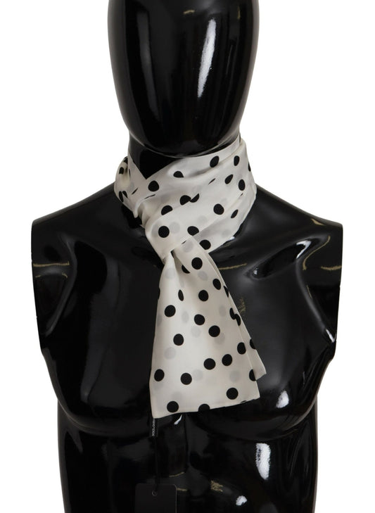 Dolce & Gabbana Elegant Silk Mens Scarf in Black and White