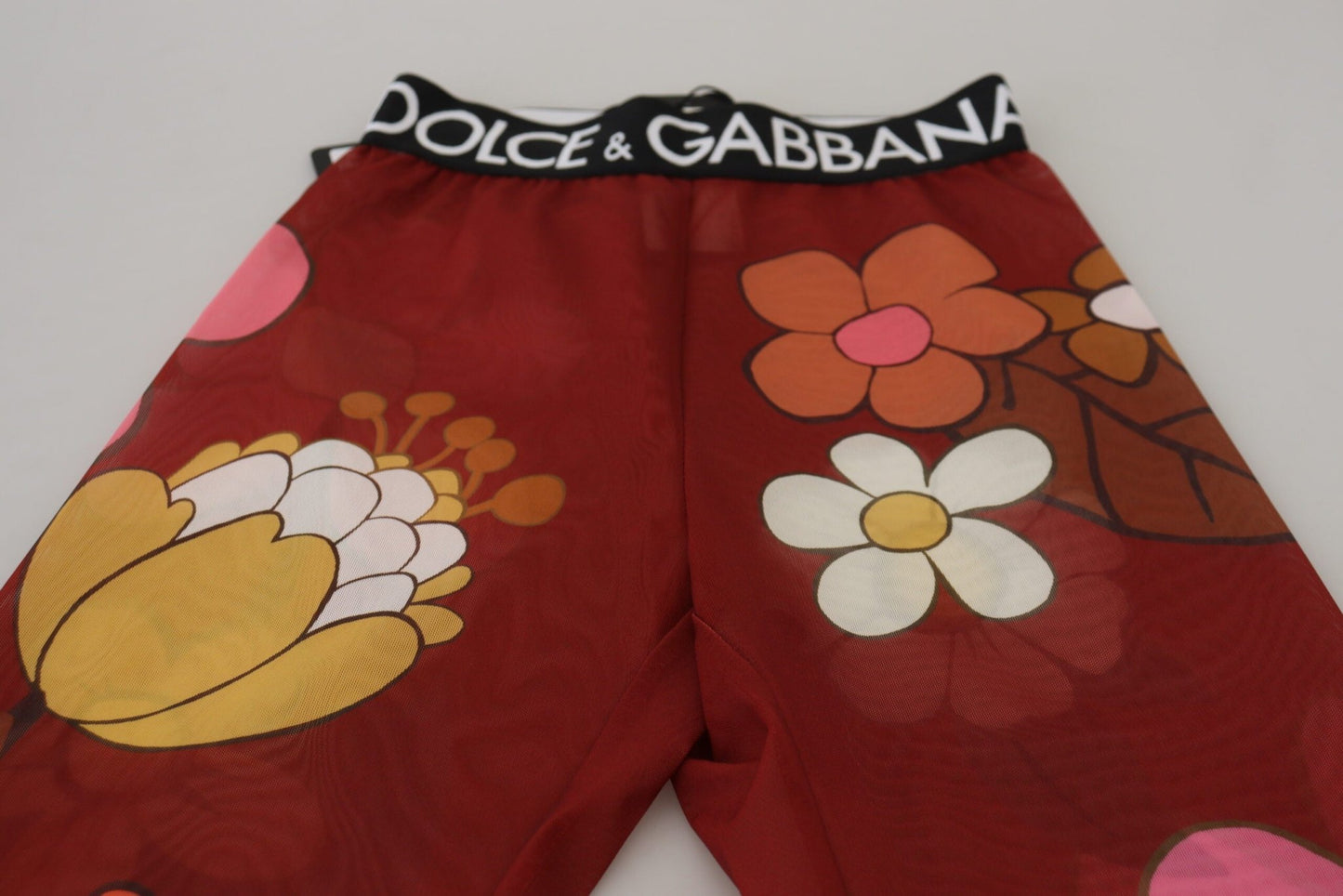 Dolce & Gabbana Floral Red High Waist Leggings