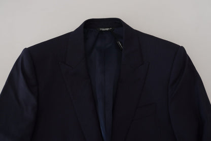 Dolce & Gabbana Elegant Blue Wool Silk Blazer Jacket