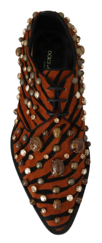 Dolce & Gabbana Tiger Pattern Crystal Embellished Flats