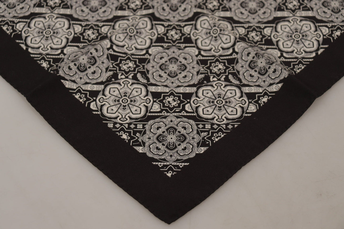 Dolce & Gabbana Black Patterned DG Printed Square Handkerchief Scarf