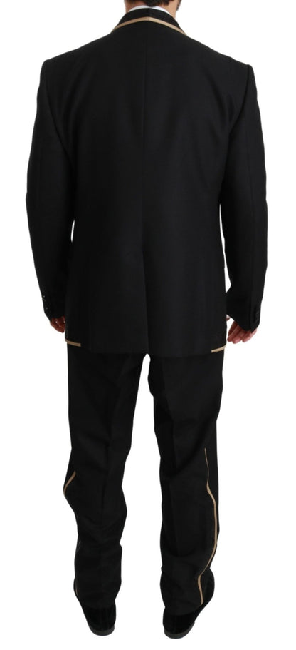 Dolce & Gabbana Elegant Black Silk-Blend 3 Piece Suit