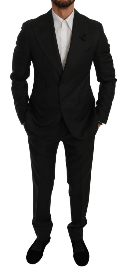 Dolce & Gabbana Elegant Black Crystal-Embellished Two-Piece Suit