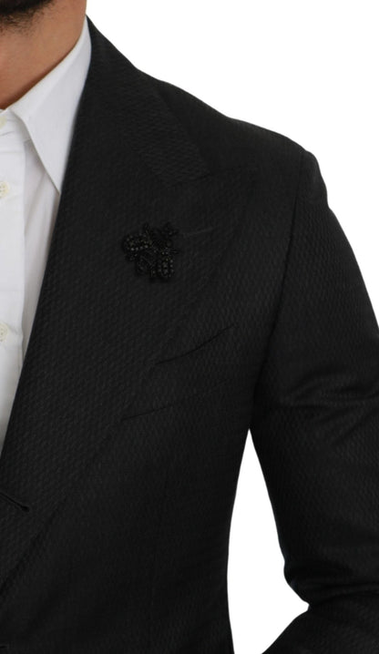 Dolce & Gabbana Elegant Black Crystal-Embellished Two-Piece Suit