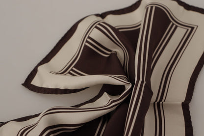 Dolce & Gabbana Brown Stripes DG Logo Print Square Handkerchief Scarf