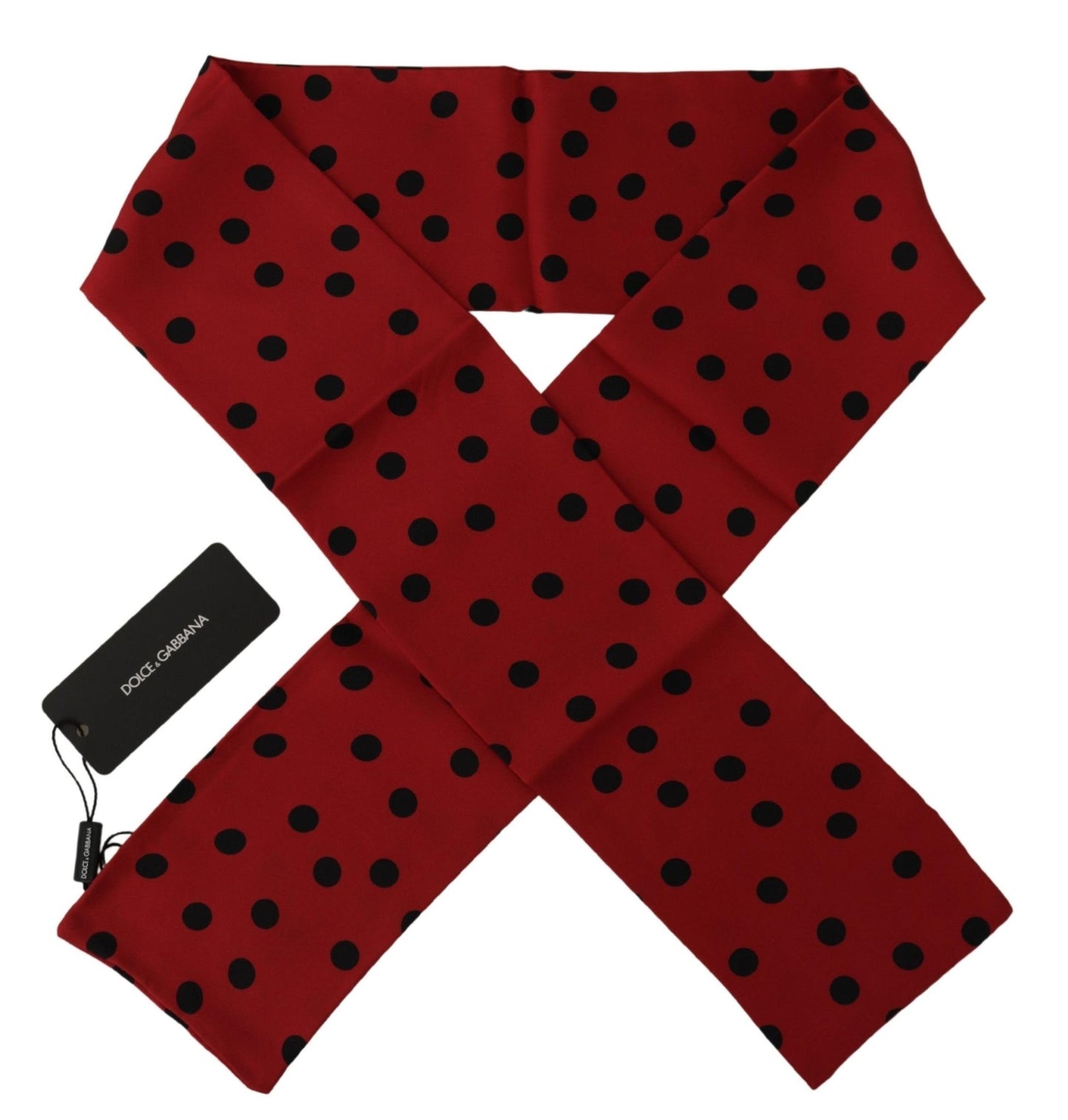 Dolce & Gabbana Red Polka Dot Silk Shawl Neck Wrap Scarf