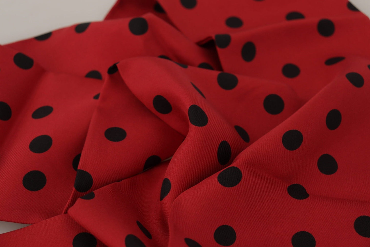 Dolce & Gabbana Red Polka Dot Silk Shawl Neck Wrap Scarf